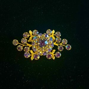 Stunning Vintage Judy Lee Purple Rhinestone Brooch Pin